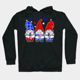 Three Gnomes Holding Amercican Flag 4th Of July Patriotic Hoodie